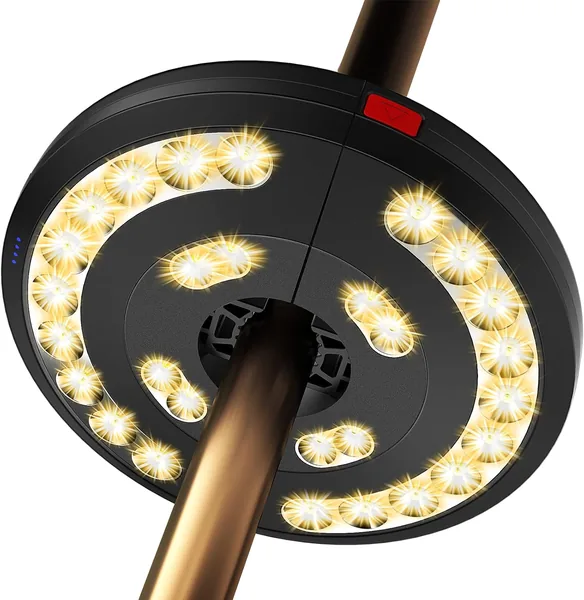 Garden Parasol Lights LED, Patio Umbrella Pole Light, USB Rechargeable Cordless Light for Patio Garden Pool Ornaments, Outdoor Lighting for Cantilever Banana Hanging Beach Parasol