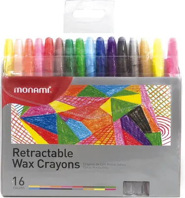 Monami CRA7935 Retractable Wax Crayons, 16 Colors