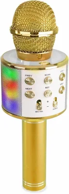 ماكس كم 15 جي ميكروفون كاريوكي لاسلكي مع إضاءة LED - ذهبي، مكبر صوت، بطارية 6 ساعات تقريبًا، نمط صوتي وصدى