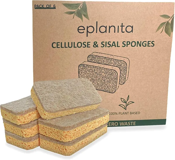 eplanita Natural Plant-Based Sponges (Pack of 6)