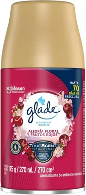Glade Aromatizador Automático en Aerosol, Repuesto Duradero de 2 Meses, Aroma Florales y Frutales Rojos, 175g