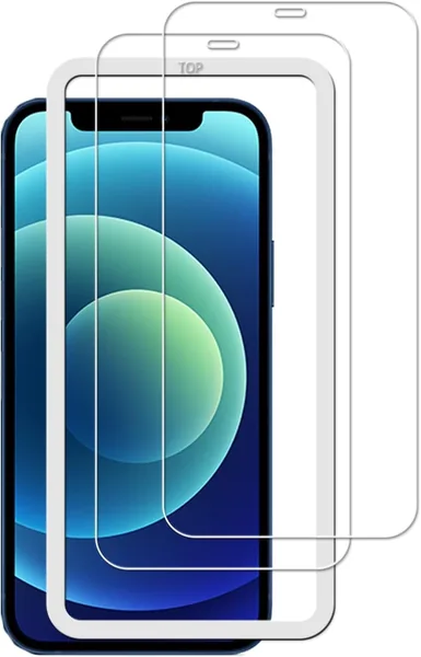 KPNS Glass Film Cover with Guide Frame, Camera Film Cover, Protective Film for iPhone 12 / 12 Pro, Tempered Glass, Asahi Glass Material, Made in Japan Set of 2