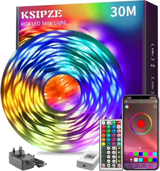 KSIPZE 30m Led Strip Lights RGB Music Sync Color Changing