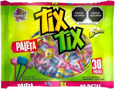 Sonric's Tix Tix Bolsa de Paletas Sabor Acidito 30 pz