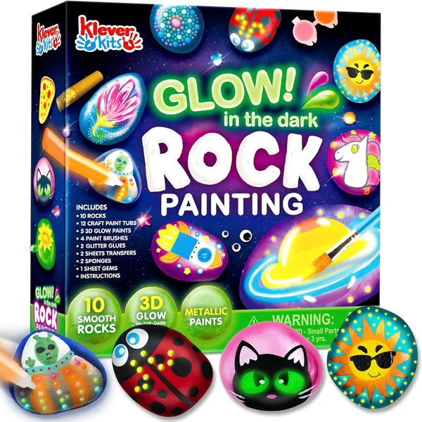 JOYIN 90+ PCS Rock Painting Kit-Glow in The Dark Rock Kit
