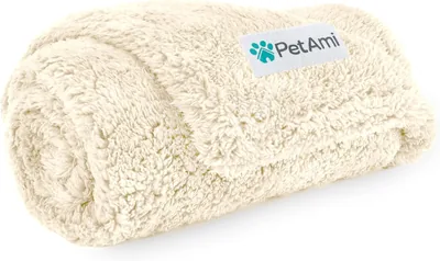 PetAmi Fluffy Waterproof Dog Blanket - Small/Medium, Soft Warm Pet Sherpa Throw, Pee Proof Couch Cover (Reversible Cat Design)