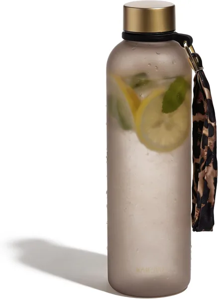 MAMEIDO Wasserflasche mit Zeitmarkierung, 1 Liter, geeignet für Kohlensäuregetränke, undichtes Design, BPA-frei für Sport