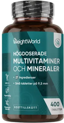 Multivitamin Tableter - 400 vegana tabletter - 27 ingredienser - Laboratoriet testad - Med Vitamin B-komplex, Vitamin C, Magnesium