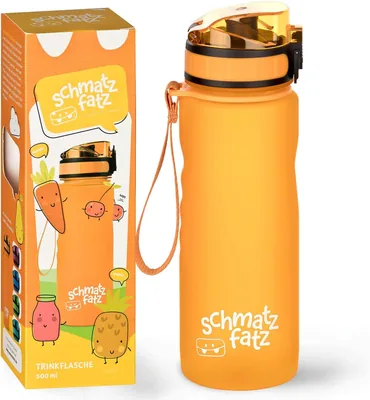 Schmatzfatz Kinder Trinkflasche, 500 ml,lecksicher, BPA-frei, geschmacksneutral, Sportwasserflasche für Wandern, Schule & Fitnessstudio (47% Rabatt)