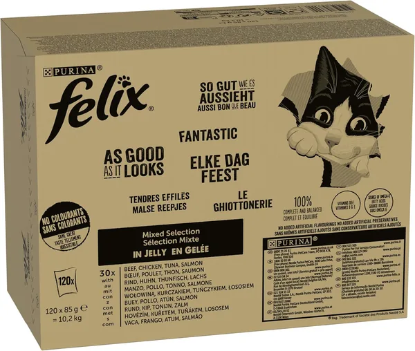 Flex Wet Food pour Chat en Gelée - Pack de 120 (120 x 85g) - Meilleure Offre