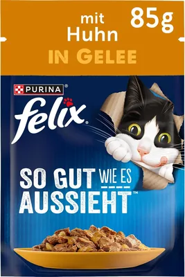 Felix als Good as It Looks Nassfutter für Katzen in Gelee, Varietýpackung von 24 oder 26 | Praktische Portionsbeutel, zarte Stücke im Gelee