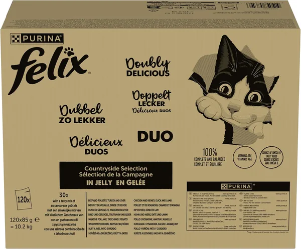 Felix Cat Food Wet in Jelly Variety Pack of 120 (120 x 85 g)