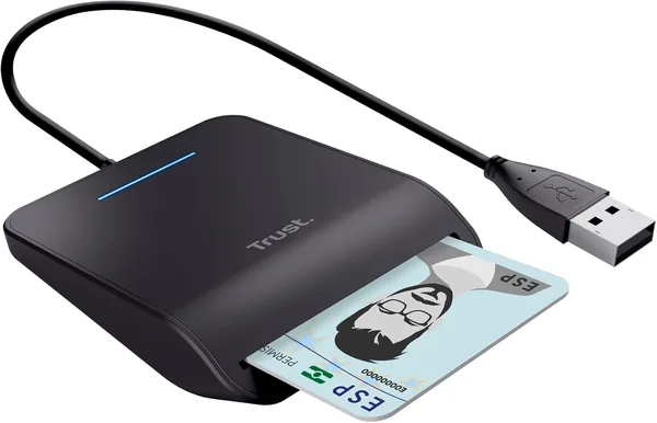 Liseuse Trust DNI-reader - Compatible avec tous les DNI, FIPS 201, FIPS TAA et ISO 7816 Classe A, B, C - Câble de 100 cm, Plug & Play USB