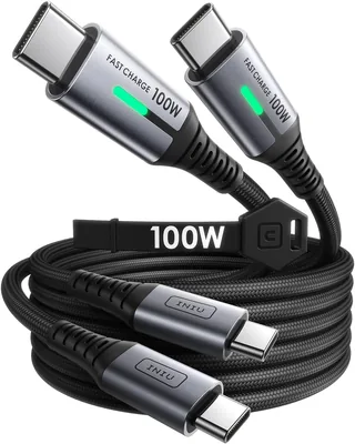 INIU USB C to USB C Cable 100W Fast Charger [2m+2m] PD 5A Type C to Type C Cables, Nylon Braided USB