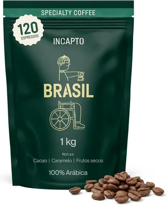 Incapto Café Especialidad Grano 1kg | Origen Brasil | 100% Arabica | Café Especialidad 84 puntos SCA | Tostado Natural y Artesanal