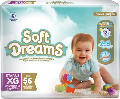 Pañales Soft Dreams Talla XG (56 piezas) - 49% de Descuento