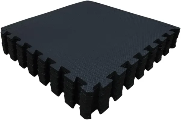 Kit com 12 Tatames Tapetes EVA com Borda - 50cm x 50cm x 1cm - Preto