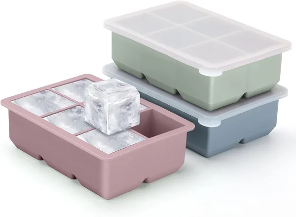 Excnorm Silicone Ice Cube Trays 3 Pack - Large Size Silicone Ice Cube Molds