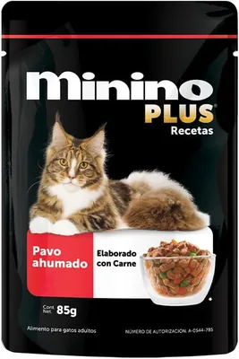 Minino Plus Recetas, Alimento Húmedo Sabor Pavo Ahumado, Paquete con 24 Pzas de 85 g - 21% Descuento