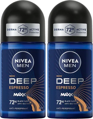 NIVEA MEN Antiperspirant Roll-on, Black Carbon, Espresso Scent - 53% Off