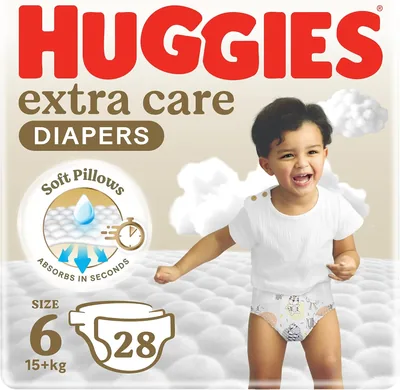 Huggies Extra Care Diapers Size 6 (15+ kg), 28 Pack