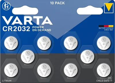 Baterías VARTA CR2032, 10 unidades, con empaque seguro para niños, 3V, Lithium, para dispositivos inteligentes del hogar y del coche - 35% de descuento