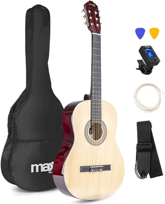 Guitarra Clásica MAX SoloArt para Principiantes Adultos - Guitarra Flamenca con Estuche, Afinador, Púa, Correa y Accesorios, Nylon Strings, Best Deal