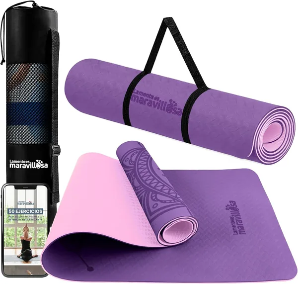La Mente Es Maravillosa - Alfombra de Yoga, Pilates y Fitness E-Book, Bolso y Correa para Hombro TPE Hipoalergénico y Antiadherente