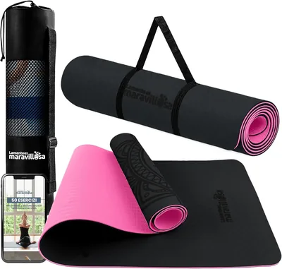 La Mente è Meravigliosa - Tappetino Yoga e Pilates Non-Slip in TPE, 183 x 61 cm, Spessore 6 mm, con Custodia, Spalla e E-Book