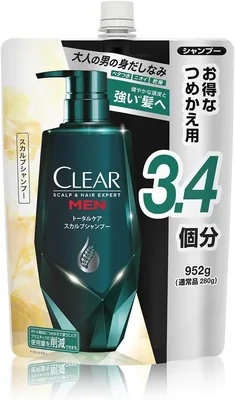 クリア メン スカップシャンプー 合計ケア、大容量リフィル、33.6オンス (952g)、頭皮ケア、油っぽさ・ベタつきを防ぐ