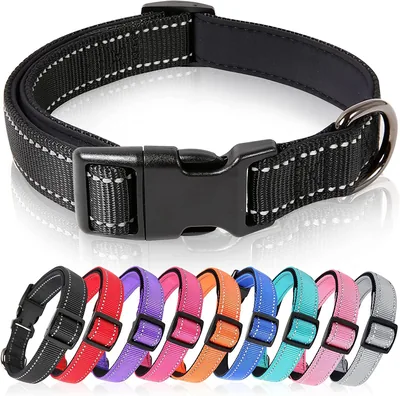 HEELE Hondenhalsband, Reflecterende Hondenhalsband, Ademend Zacht Neopreen Nylon voor Kleine, Middelgrote en Grote Honden, Verstelbaar