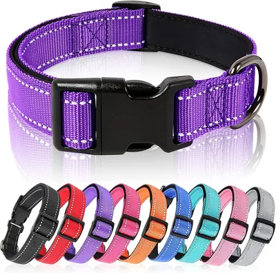 HEELE Hondenhalsband Reflecterend, Zacht Neopreen Nylon Voor Kleine tot Grote Honden, Verstelbaar