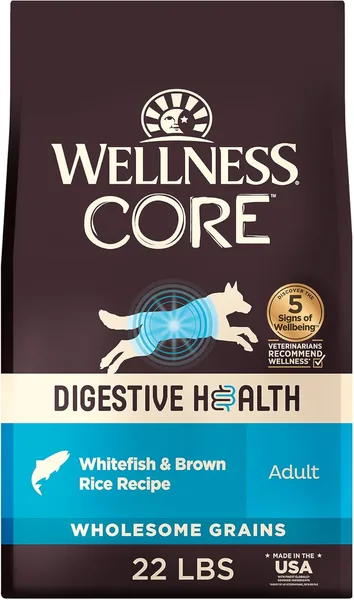 Wellness CORE Digestive Health Whitefish & Brown Rice Dry Dog Food, 22-lb