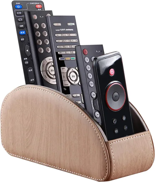 Leather Remote Control Holder 5 Compartments Bedside Organizer