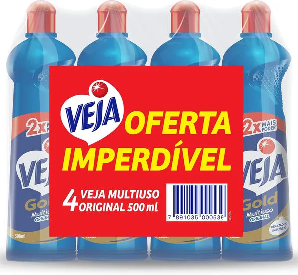 Kit com 4 Limpadores Veja Gold Multiuso Original 500ml - Azul (35% Off)