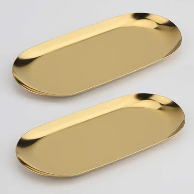 Fermus Stainless Steel Decorative Tray Set, 2 Pcs, 9" Long - Save 7%