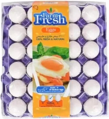 Farm Fresh White Eggs Medium, 30 Pieces - Best Deal