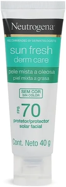 Neutrogena Sun Fresh Protetor Solar Facial Derm Care Pele Oleosa Sem Cor FPS 70 40g