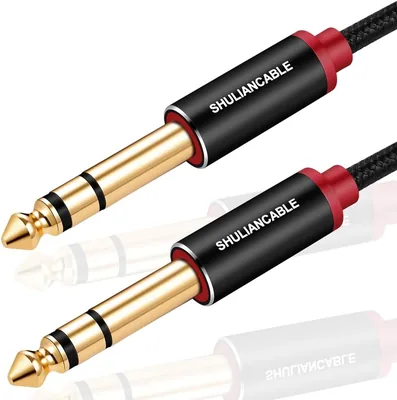 Câble SHULIANCABLE 6.35mm à 6.35mm, Câble TRS Jack pour Guitare, Ampli, Piano, Basse Électrique, Mixeur Enceinte (1M) - Meilleur Prix