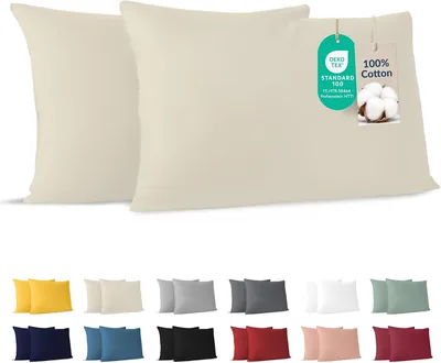 Dreamzie katoenen kussensloop 40x60 cm beige (set van 2), OEKO-TEX