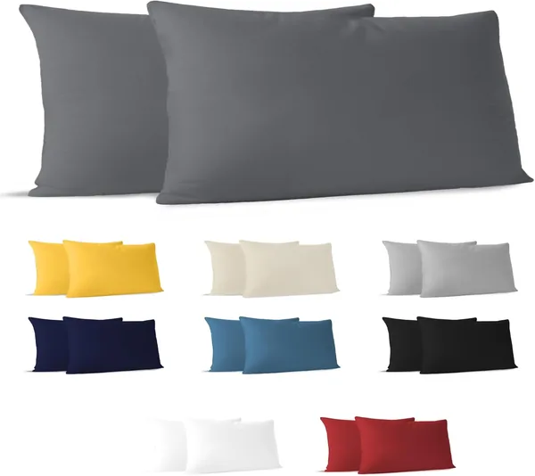 Dreamzie Pillowcases (Set of 2) Anthracite 40 x 80 cm 100% Jersey Cotton