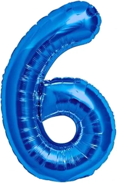 6th Birthday Balloon Birthday Number 6 Balloon, Blue, XXL Giant Foil Balloon, 100 cm
