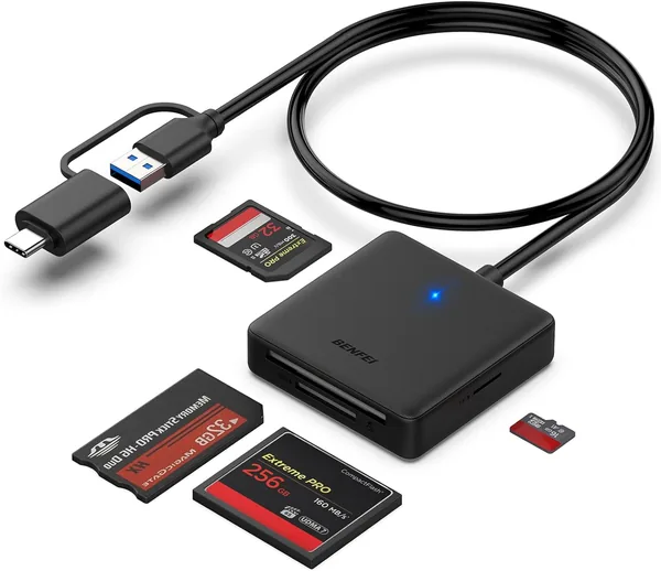 BENFEI 4in1 USB 3.0 and USB-C to SD Micro SD MS CF Card Reader Adapter