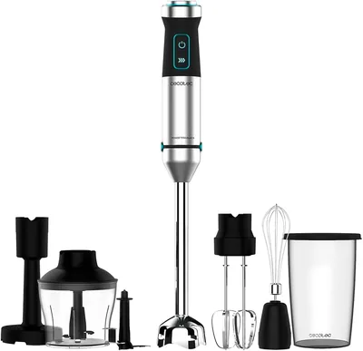 Cecotec Power TitanBlack 1500 XL PerfectCream&Crush Hand Blender, 1500 W, Tecnología CrossBlades con 4 Lames, Pieza XL