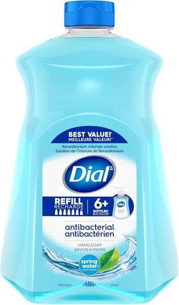 Dial Antibacterial Liquid Hand Soap Refill, Spring Water Scent, 1.53 Litres