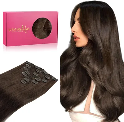 WENNALIFE Clip-In Hair Extensions 40cm Chocolate Brown