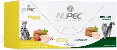 Nupec Alimento Húmedo para Felinos con Problemas Urinarios y Bolas de Pelo - Blanco/Dorado/Verde, 25% de Descuento