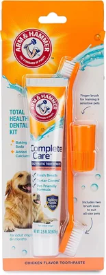 Kit Dental Completa para Perros Arm & Hammer | Pasta Dental de Pollo con Enzimas de 2.5 oz, Cepillo de Dientes y Cepillo en Finger | Baki