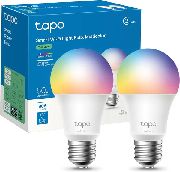 Tapo L530E Wi-Fi Smart LED Bulb, Multi-Colour, Dimmable, E27 Socket