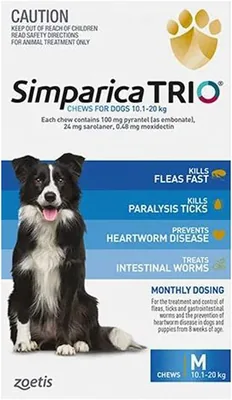Simparica TRIO Dog Chews 10-20kg Blue 6 Pack - Best Deal